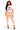 A woman modeling a white graphic crop top with a front cutout and tie detail, paired with sheer nude high-waisted leggings and black heeled sandals, against a plain white background.