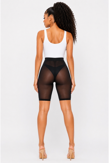 On One β Stretch Mesh Biker Shorts with Sheer Detail