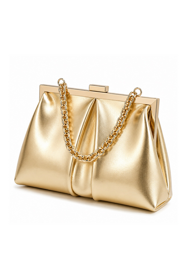 Alani - Gold Chain Clutch Bag : Luxe Metallic Evening Clutch Purse