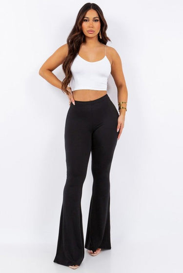 Daily.....Solid High Waist Flare Pants Bear Dance