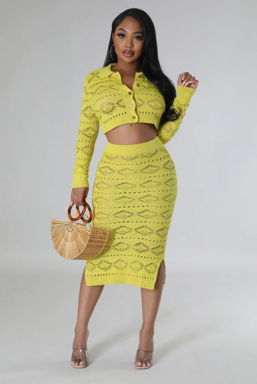 Fab......Knit Midi Skirt Set Good Time USA