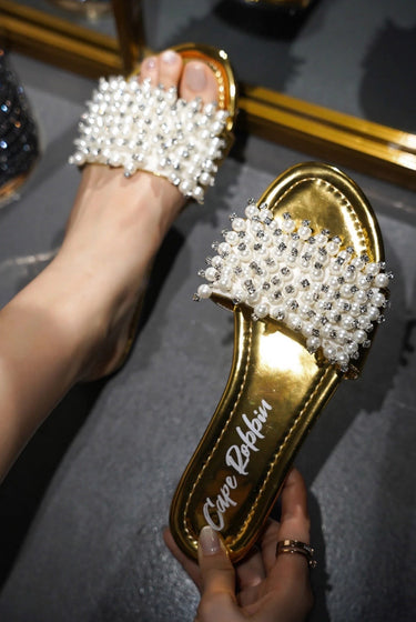 Fara.....Pearl Studded Sandal Slides Cape Robbin Shoes