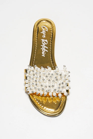Fara.....Pearl Studded Sandal Slides Cape Robbin Shoes