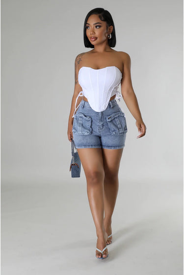 Keata......Cargo Detail Denim Shorts Good Time USA