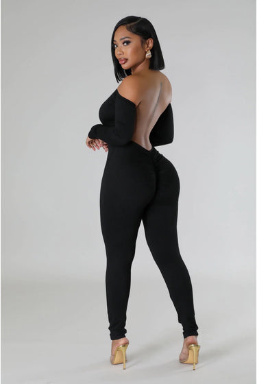 Look But Don't Touch.....Back Out Off Shoulder Jumpsuit Good Time USA