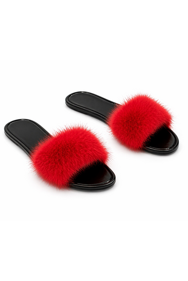 Jackie-03 – Jelly Flat Fur Sandal Slides for Women