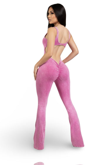 Im Somebody You Should Know - Tank Burn Out Fabric Flare Jumpsuit