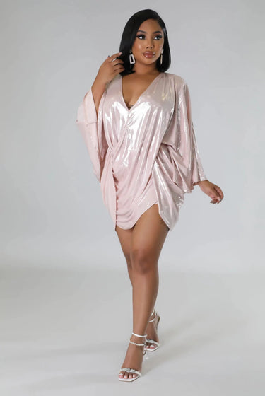 When I Step Out......Oversized Sleeve Wrap Dress Good Time USA