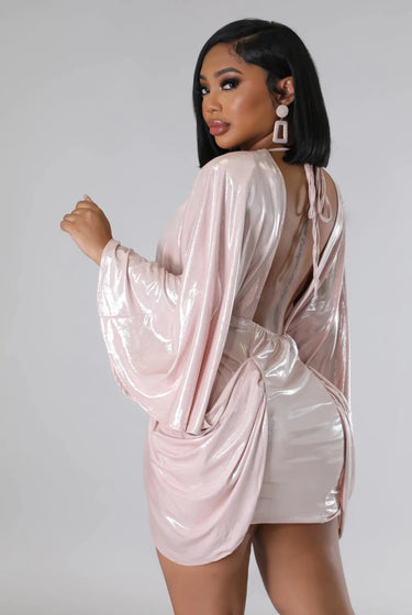 When I Step Out......Oversized Sleeve Wrap Dress Good Time USA