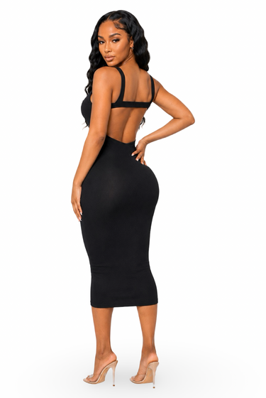 On Point - Tank Mid Back Cut Out Stretch Midi Dress