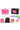 Product collage showcasing a translucent pink cat squeeze toy with packaging, color options, retail display, and close-up demonstrations of squeezing and stretching the soft sensory fidget toy on a clean white background.