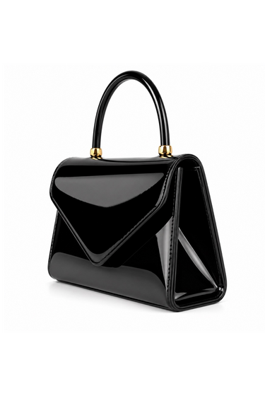 Bailey - Patent Leather Top Handle Front Flap Clutch Purse