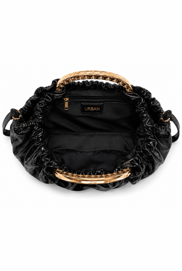 Betty - Circle Ruched Detail Gold Boat Style Clutch Purse