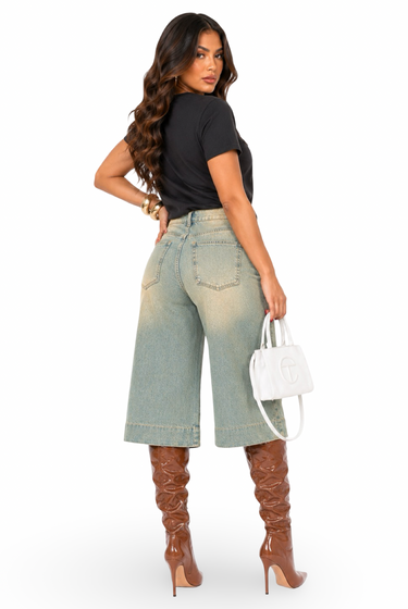 Around the Way Girl - Acid Wash Boy Shorts Oversized Fit Vintage Denim No Stretch Street Style