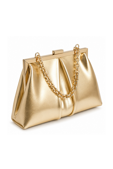 Alani - Gold Chain Clutch Bag : Luxe Metallic Evening Clutch Purse