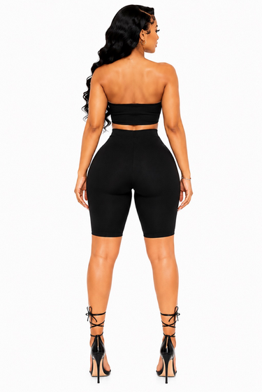 It’s About Time - Matching Two Piece Stretch Zip Up Crop Bermuda Short Set