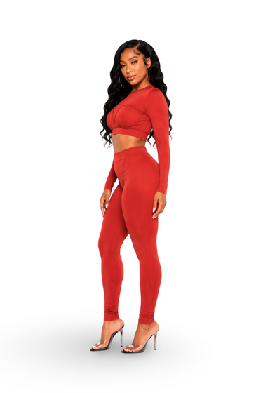 Don't Make A Scene - Long Sleeve Detailed Legging Set