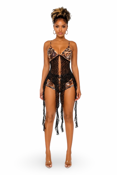 Look But Don't Touch - Matching Spaghetti Strap Fringe Bralette Short Set