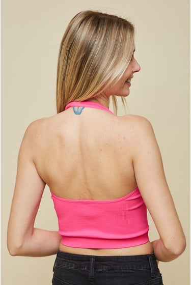 Brittney.....Halter Double Sided Zipper Crop Top