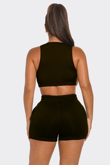 Coolin' Jogger Short Set - Crop Top & Shorts, Comfortable Fit, Versatile Style for Active Lifestyle
