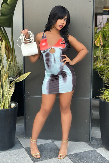 Feel Me - 3D Body Print Stretch Mini Dress