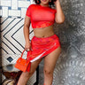 Keep Watching.....High Side Split Mini Skirt Set Half Heart Clothing