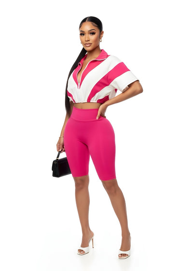 Chill Day - Color Block Oversized Top Short Set