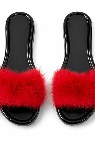 Jackie-03 – Jelly Flat Fur Sandal Slides for Women