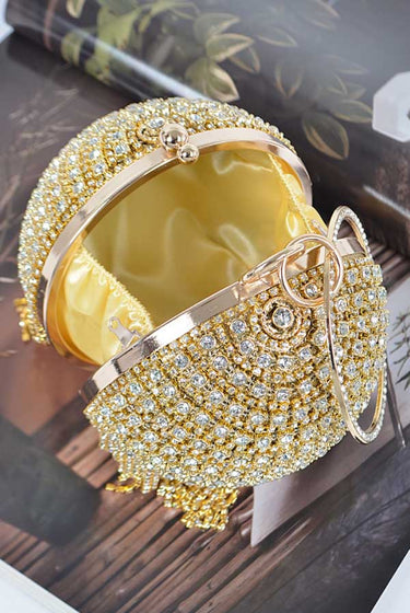 Royal.....Big Stone Studded Round Clutch Purse H&D Accessories