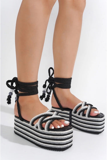 Sandralyn.....Rope Tie Up Platfrom Sandals Cape Robbin Shoes