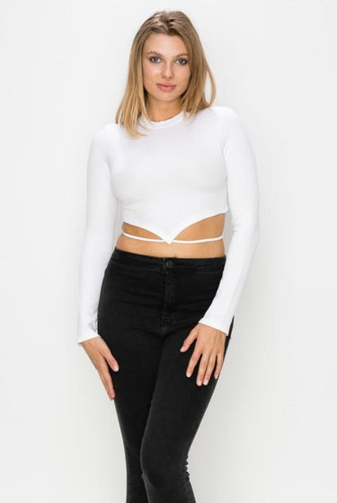 Cassidy.....Long Sleeve Mid Tie Up Crop Top | Swagg Boutique LLC.