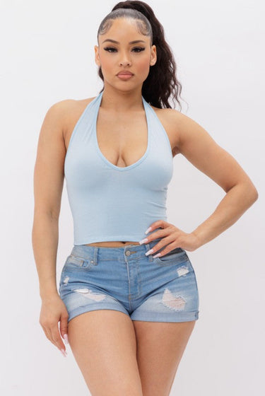 Tia.....Cotton Halter Crop Top JNK Apparel
