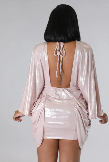 When I Step Out......Oversized Sleeve Wrap Dress Good Time USA